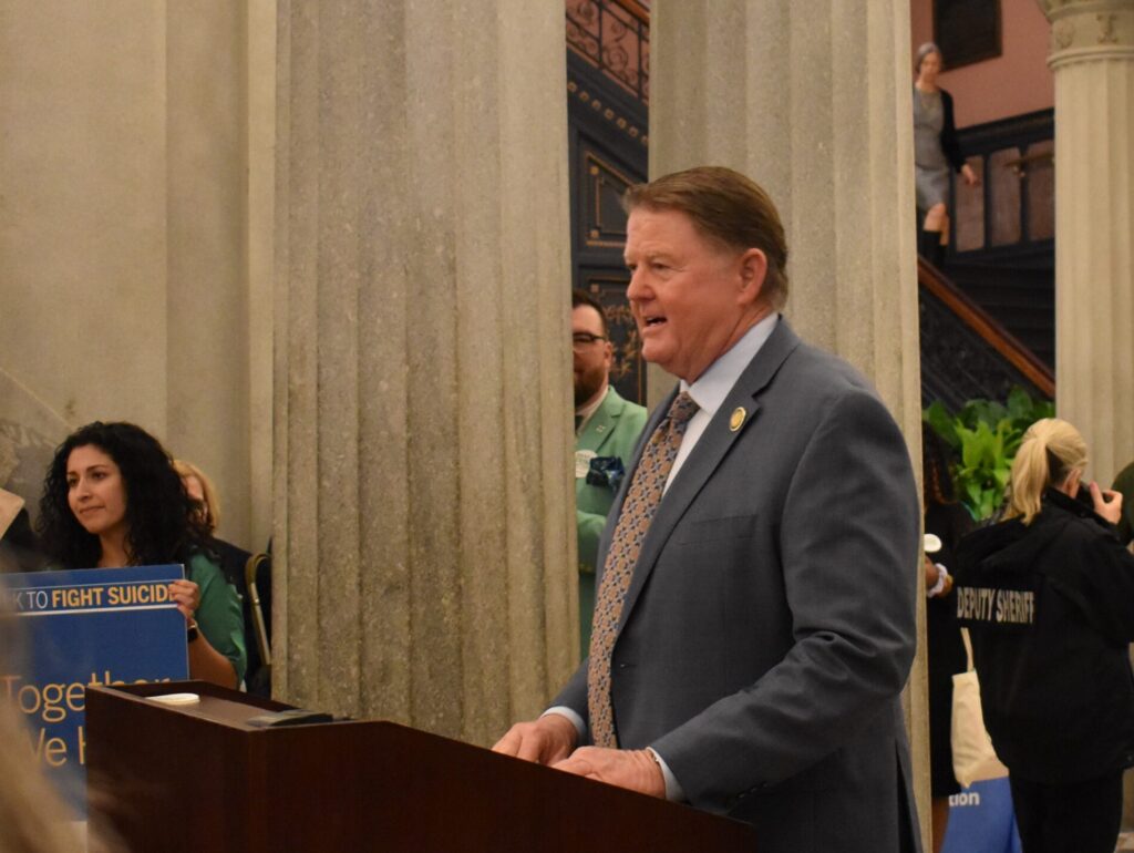 House of Representatives Member William G. "Bill" Herbkersman speaks to an unseen crowd.
