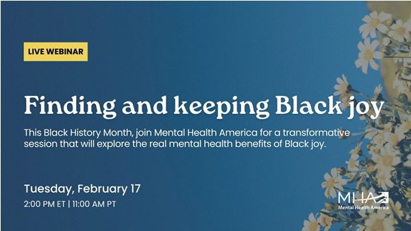 On a blue background edged with white flowers, the name and date and time of the event.